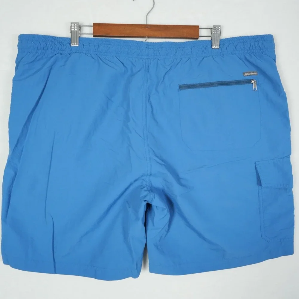 Eddie Bauer‎ Swim Trunk Shorts Men's 2XL XXL Blue Travex Drawstring Zip Pocket